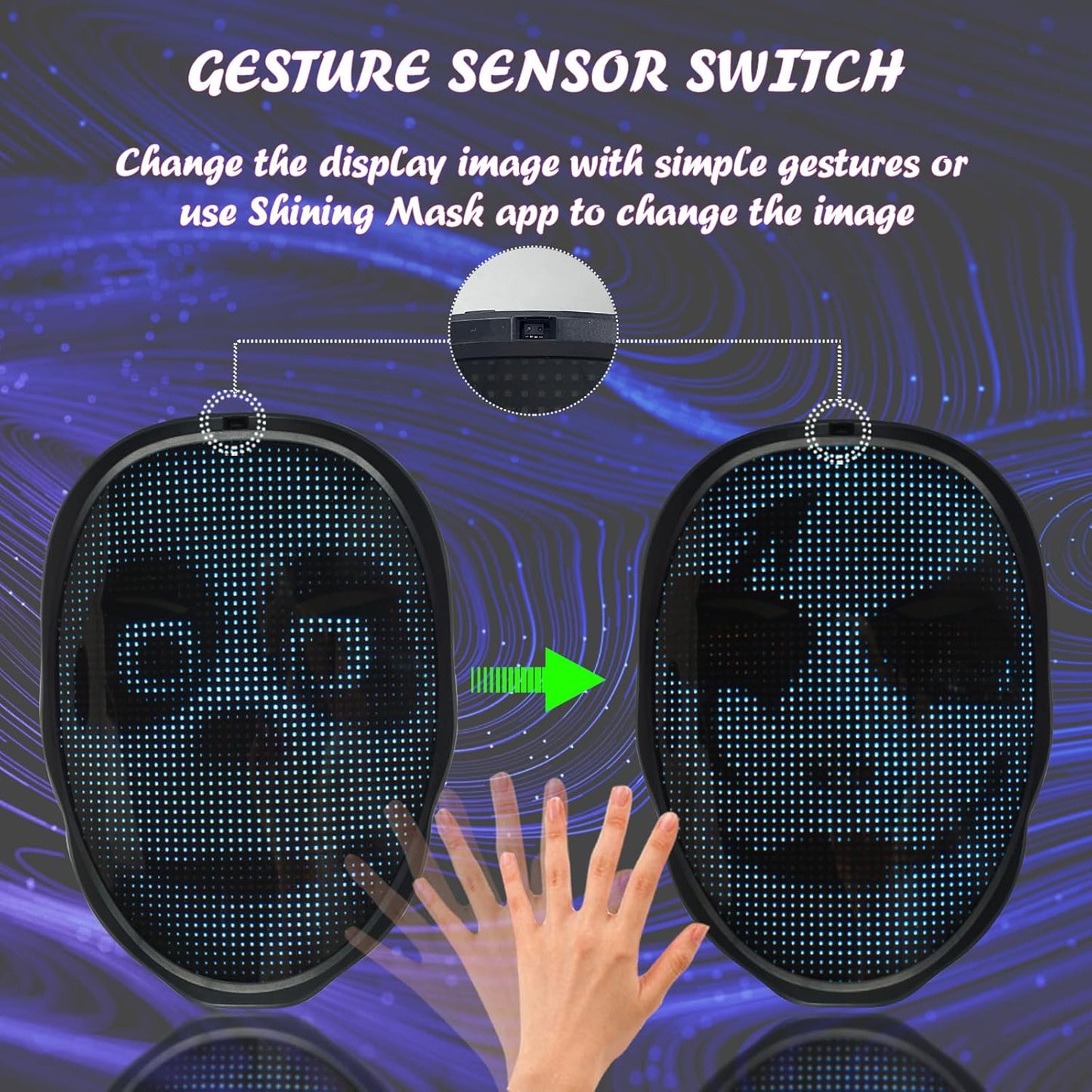 Led Mask App Controlled, Customizable Shining Mask