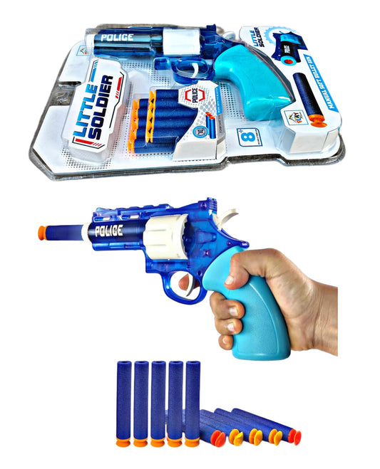 G400 Police Pistol Gun Foam Little Soldier Gun Toy, Safe and Long Range with 10 Bullets Dart for Boys and Girl (Blue)