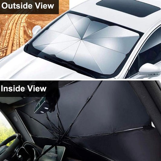 Car Windshield Sun Shade Umbrella Foldable Car Umbrella Front Window Sunshade Cover Blocks UV Rays and Heat Isolate Sun Visor Protector for Car Black | 57" x 31" Large Size-New Upgrade