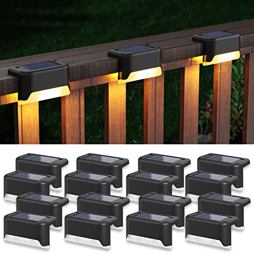 Pack of 4 : Solar Step Lights Outdoor Solar Fence Lamp for Steps,Fence,Deck,Railing and Stairs,Black