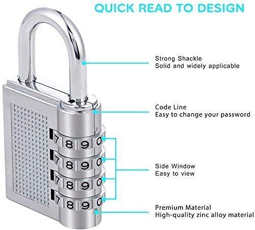 4-Digit Safe Pin Hand Bag Shaped Combination Padlock Lock - Stainless Steel, Silver