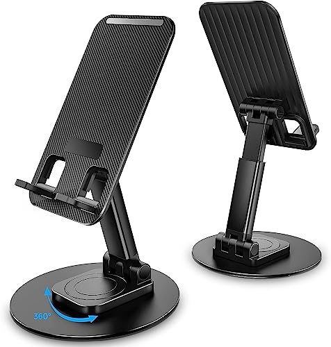 Mobile Phone Stand 360° Rotation Height and Angle Adjustable Cell Phone Stand for Desk Office Foldable Desktop Phone Holder for Smartphone 4-10'' Tablet Holder