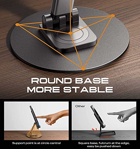 Mobile Phone Stand 360° Rotation Height and Angle Adjustable Cell Phone Stand for Desk Office Foldable Desktop Phone Holder for Smartphone 4-10'' Tablet Holder