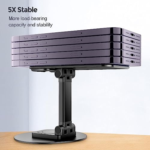 Mobile Phone Stand 360° Rotation Height and Angle Adjustable Cell Phone Stand for Desk Office Foldable Desktop Phone Holder for Smartphone 4-10'' Tablet Holder