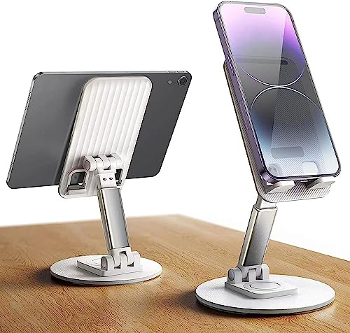 Mobile Phone Stand 360° Rotation Height and Angle Adjustable Cell Phone Stand for Desk Office Foldable Desktop Phone Holder for Smartphone 4-10'' Tablet Holder