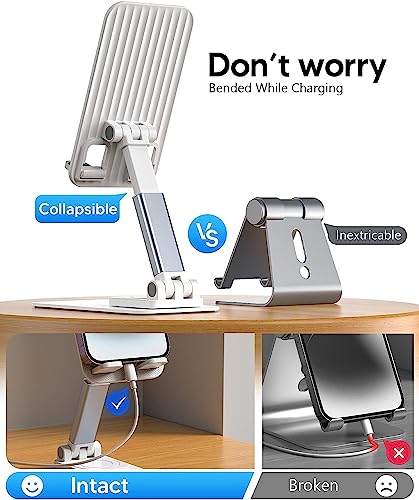 Mobile Phone Stand 360° Rotation Height and Angle Adjustable Cell Phone Stand for Desk Office Foldable Desktop Phone Holder for Smartphone 4-10'' Tablet Holder