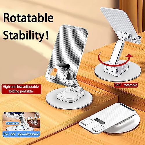 Mobile Phone Stand 360° Rotation Height and Angle Adjustable Cell Phone Stand for Desk Office Foldable Desktop Phone Holder for Smartphone 4-10'' Tablet Holder