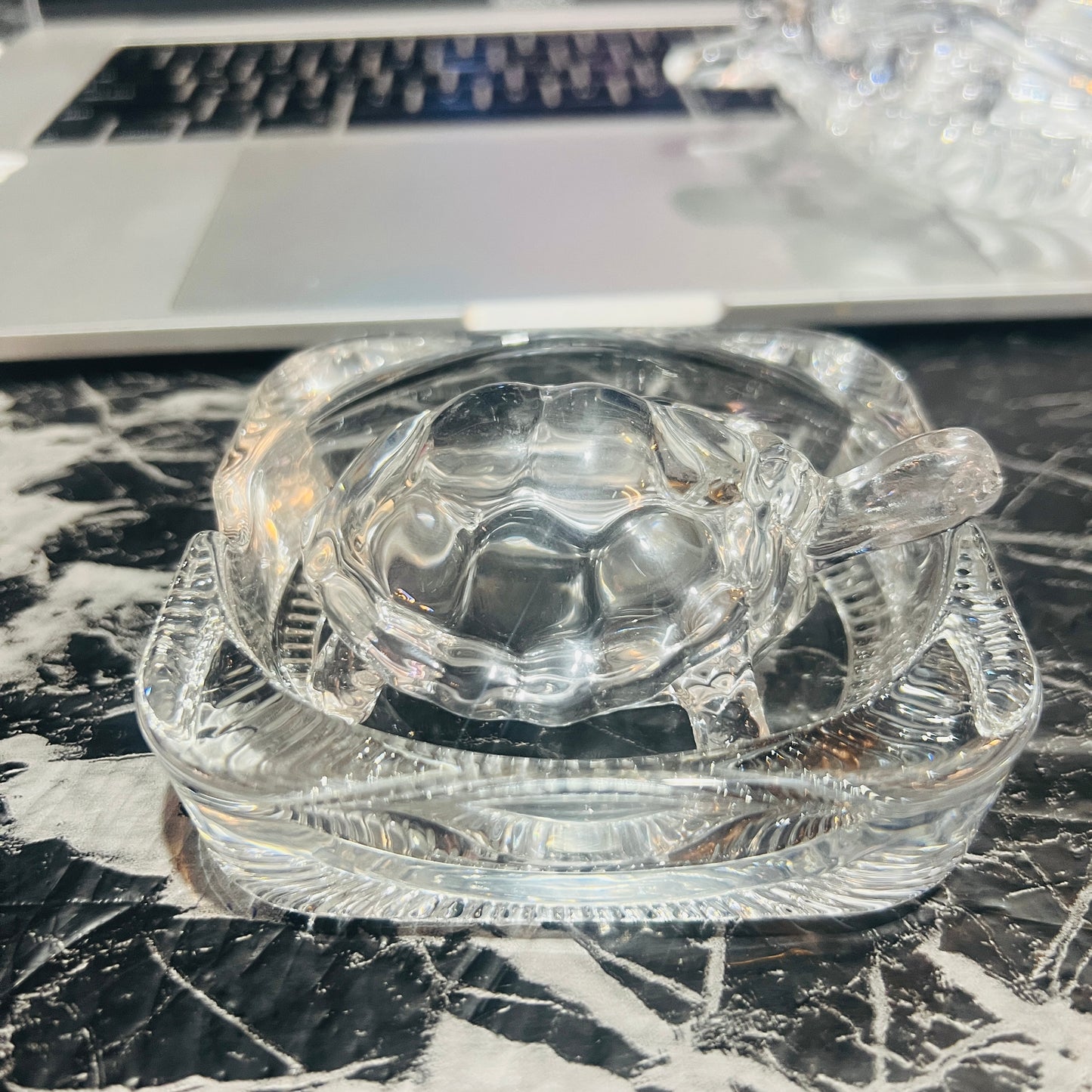 Feng-Shui Glass Turtle with Tray For Good Luck Full Glass