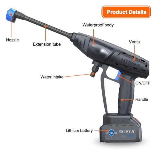 6in1 Cordless Portable Pressure Washer Gun 48V 12000mah High Pressure ...