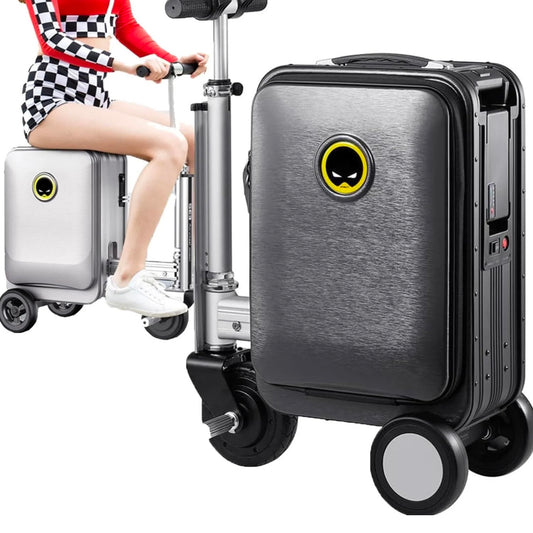 Electric Suitcase Air Wheeler 21L Retractable Push Rod Motor Smart Riding Luggage Suitcase. (Silver Grey) AW21L