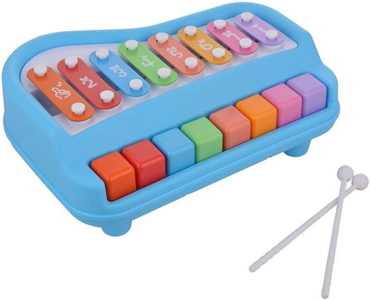 2 in 1 Baby Piano Xylophone Toy for Toddlers 1-3 Years Old, 8 Multicolored Key Keyboard Xylophone Piano, Preschool Educational Musical Learning Instruments Toy for Baby Kids Girls Boys