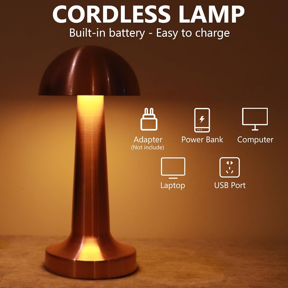 Cordless Lamp LED Desk Lamp Touch Sensor Rechargeable USB Dimmable Table Lamp