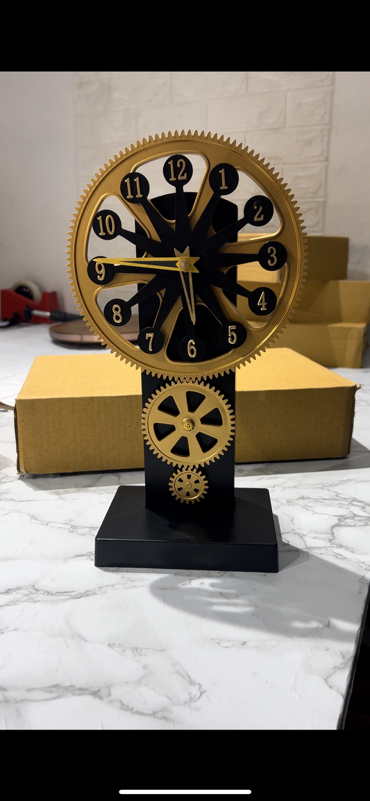 Wall Clock Desk Clock Antique Gear Iron Timing Shaped Operated Gift Day Tabletop Clock Removable Base Random Colours