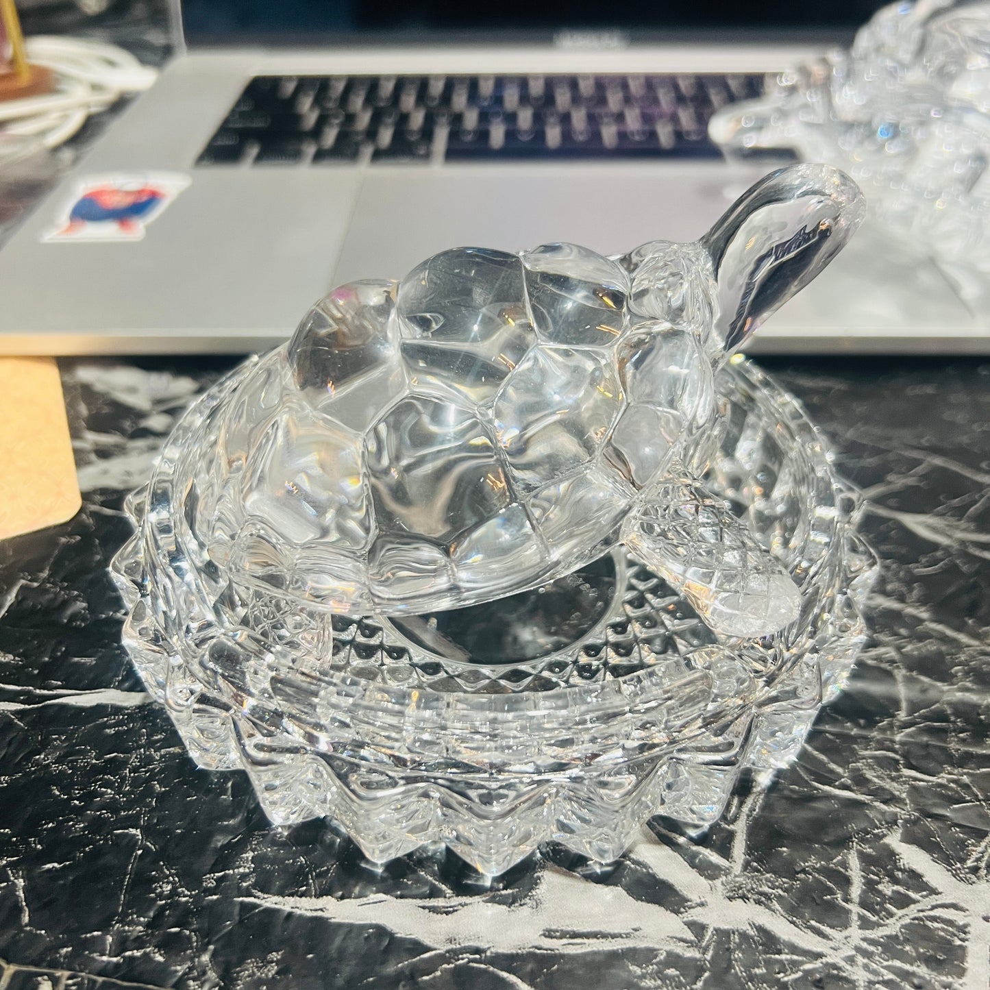 Feng-Shui Glass Turtle with Tray For Good Luck Full Glass