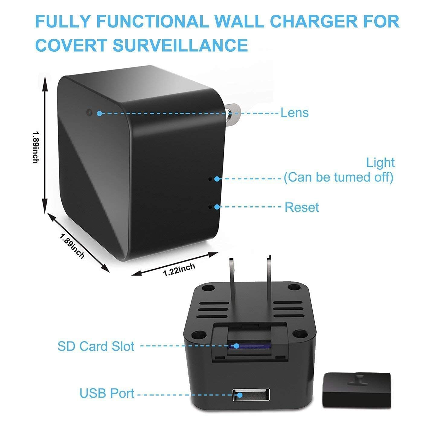 4K Camera WiFi Night Vision 1920P x 1080P HD USB Wall Charger WiFi Camera for Security Surveillance Motion Detection Remote Viewing IP Camera