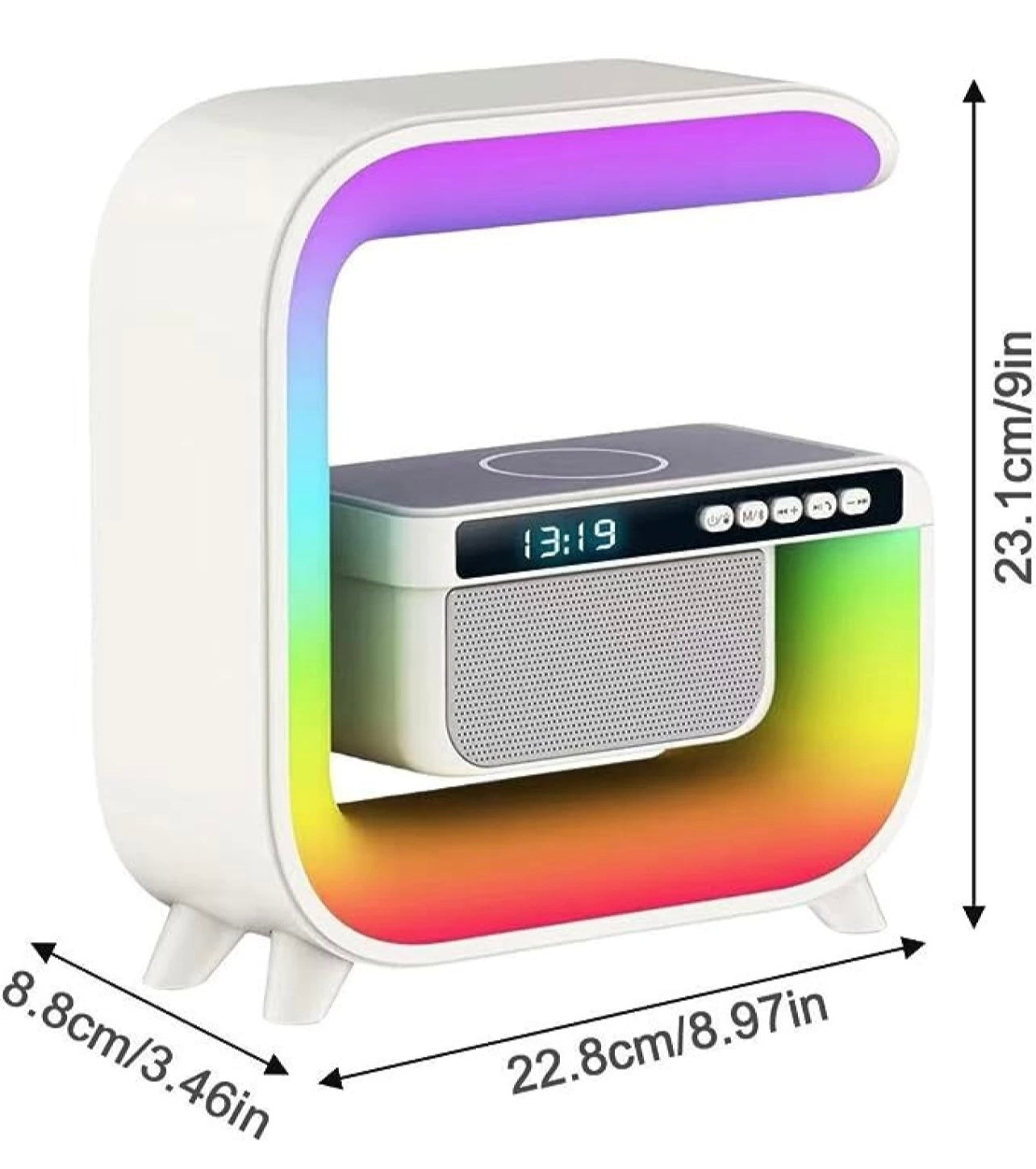 BT Speaker, G Shape with Wireless charger Bedside RGB Night Light Magnetic  Wireless Charger for phones