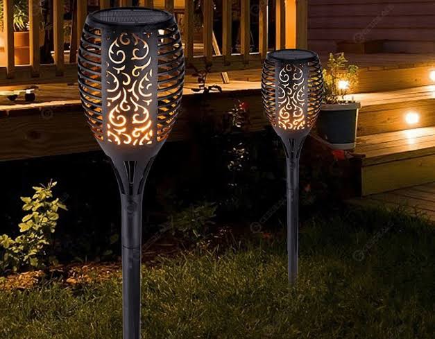 Solar Flame LED Light Sensor Activated Mashal