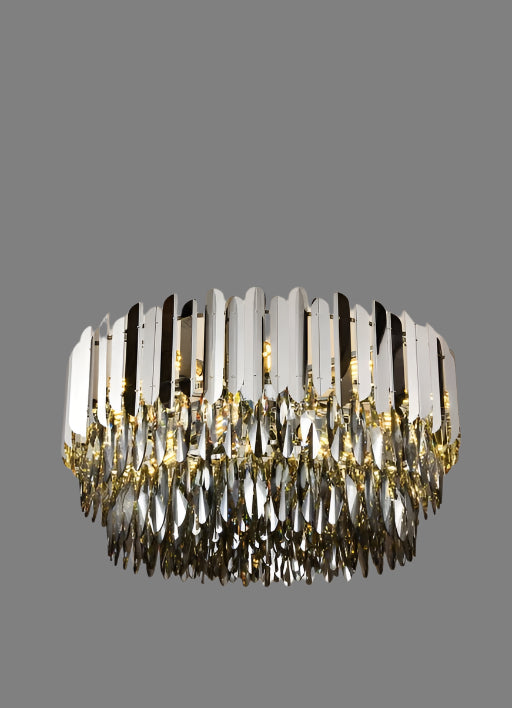 Brushed Nickel Silver Cut Plate Chandeliers | Modern Round Chandelier | Series 3381